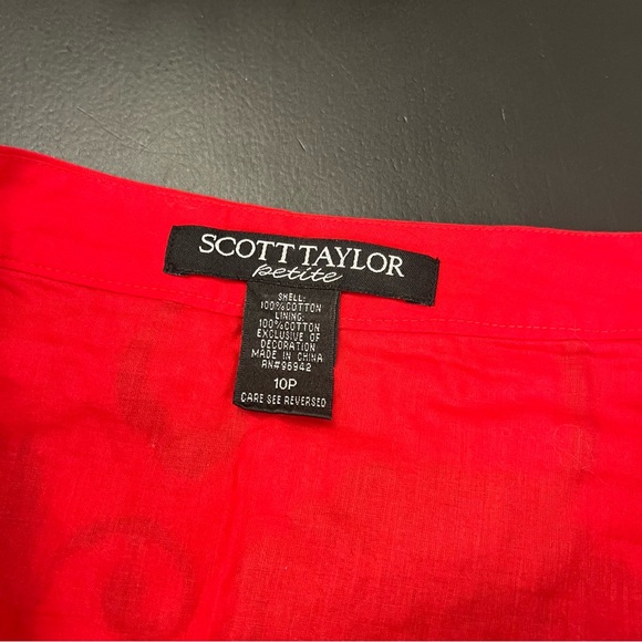 Vintage Scott Taylor Y2K Red Black A Line Floral Embroidered Skirt Sz 10 P As Is - Picture 6 of 11